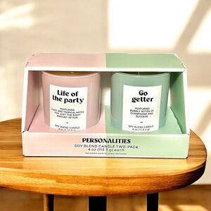 New 2 pack Soy Blend Candles Go Getter and Life of the Party